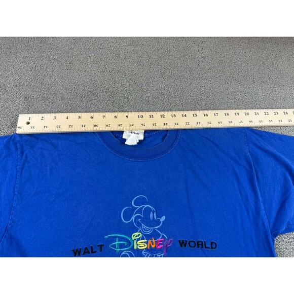 Vintage 90s Walt Disney World Medium Blue Mickey Mouse Embroidered T-Shirt - Picture 6 of 12